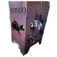 Feuerkorb mit Grillplatte - Testudo mit Flamme - 40 x 40 x 75 cm